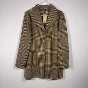 NWT Utcoco Collection Classic Brown &Tan Plaid Jacket Size Large T1